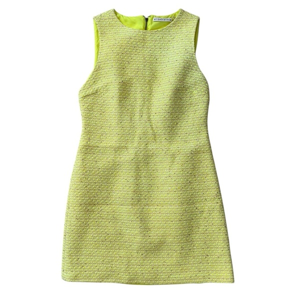 Alice + Olivia Clyde Sequin-Embellished Neon Bouclé-Tweed Mini Dress - Picture 4 of 7